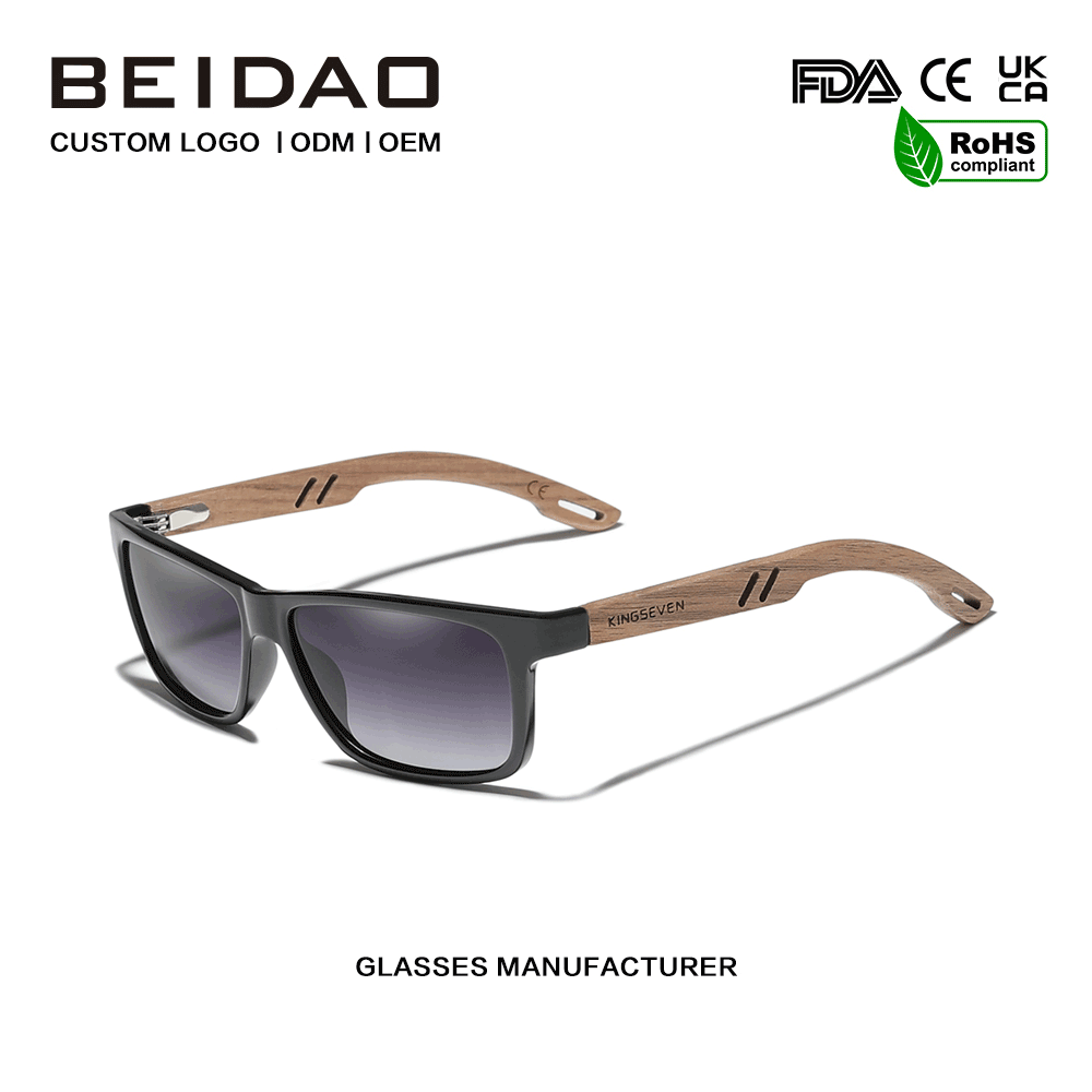 แว่นกันแดดกรอบ Classic Black Walnut TR90 สำหรับผู้ชายผู้หญิง