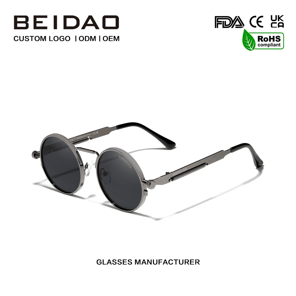 Designer UV400 ป้องกันแว่นกันแดดโพลาไรซ์โลหะวินเทจ