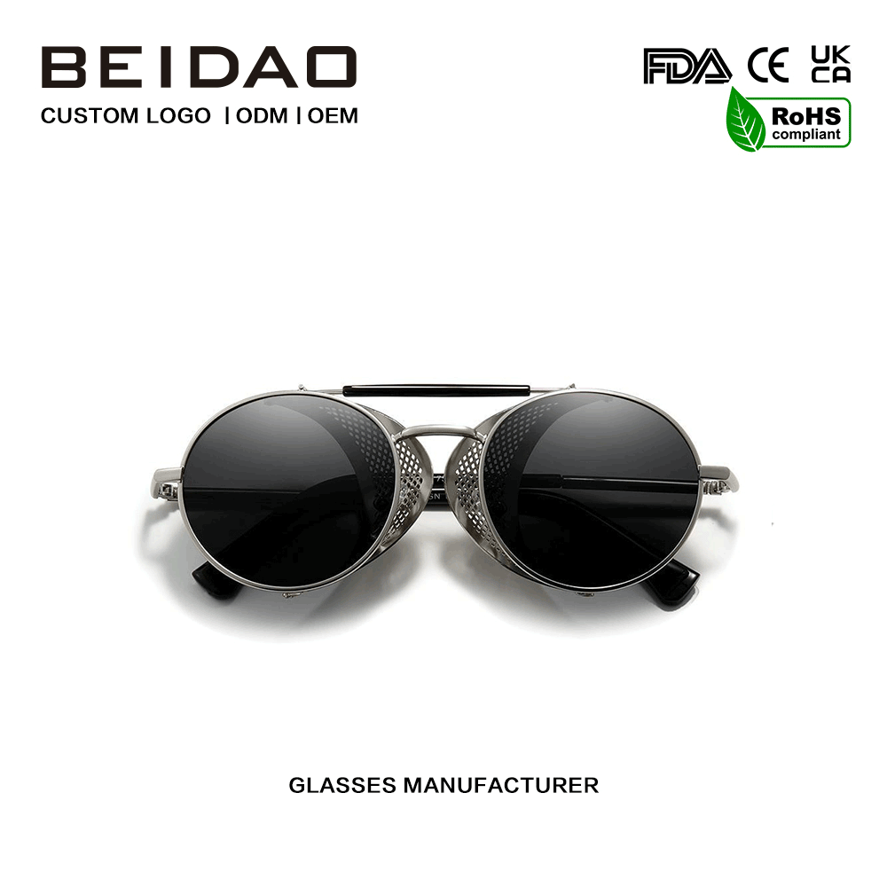 Designer UV400 ป้องกัน Round Alloy Frame Cross-border แว่นตา