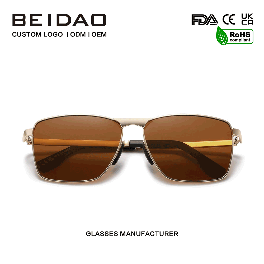 แฟชั่นเหล็กกรอบสี่เหลี่ยม UV400 ป้องกันแว่นกันแดดขับรถ
