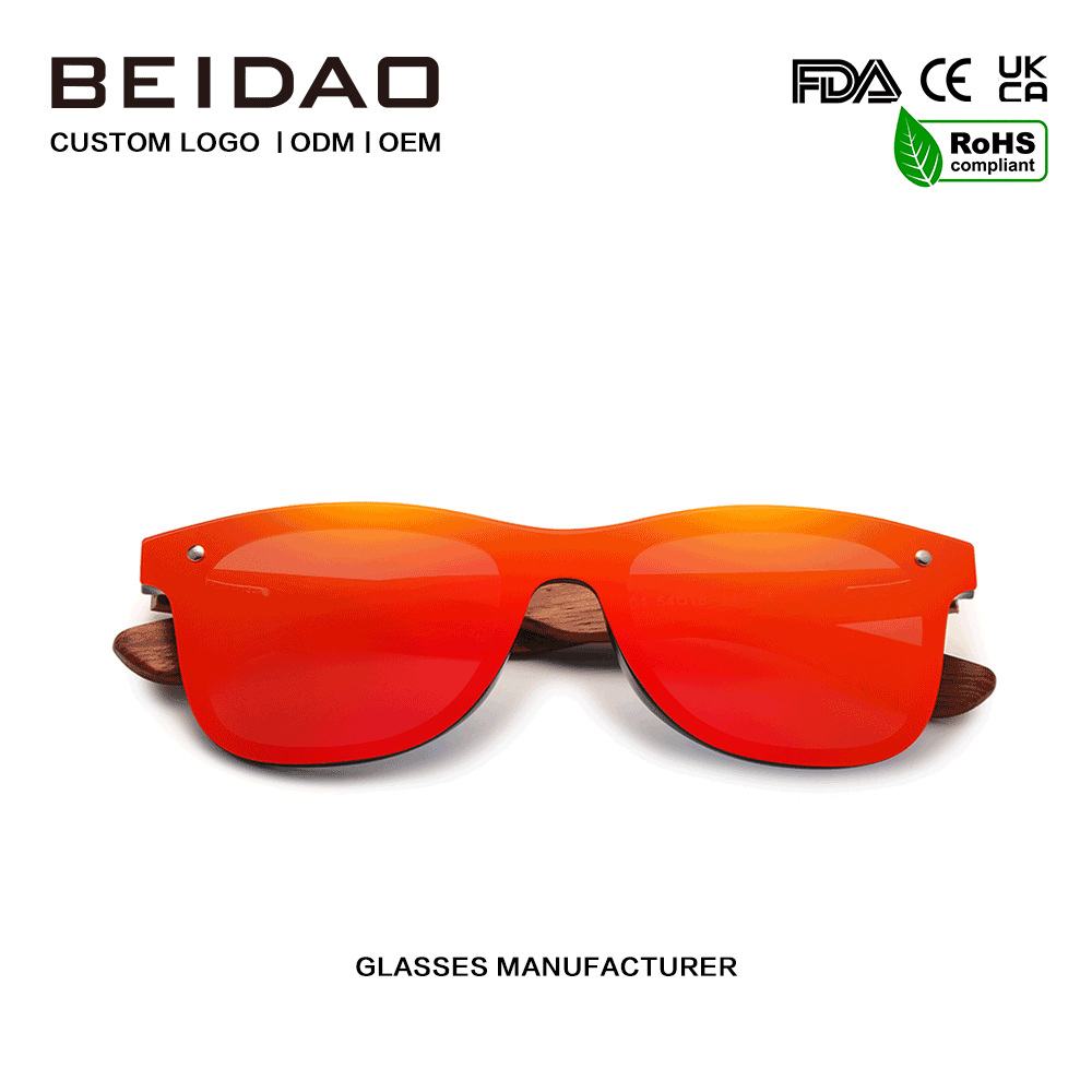 สำหรับแว่นกันแดดโพลาไรซ์สีแดง Bubinga Wood ดั้งเดิมของ Unisex