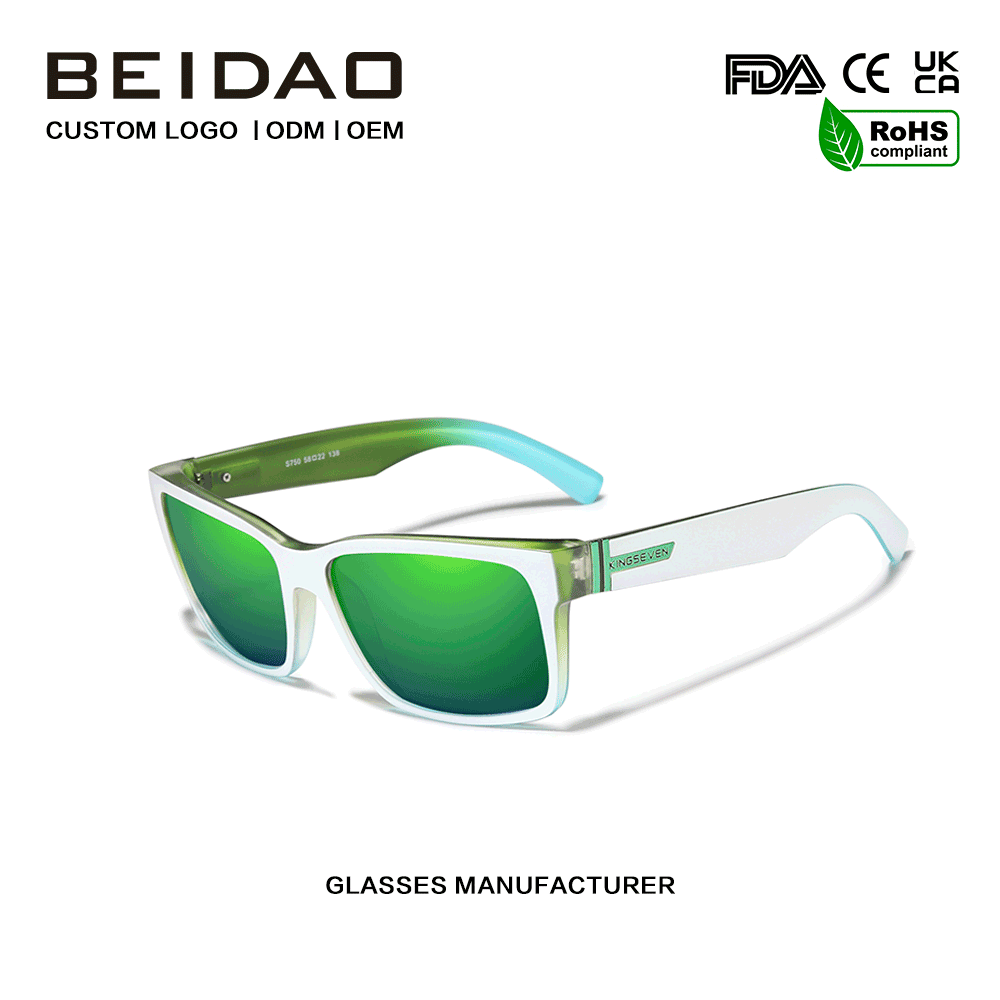ร้อนขายแฟชั่นโพลาไรซ์สีเขียวMirroเลนส์แว่นกันแดด
