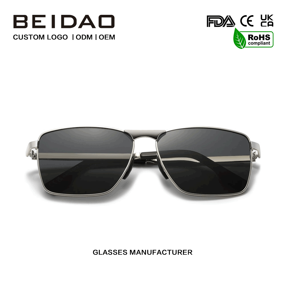 Luxury Alloy Square UV400 TAC เลนส์แว่นตากันแดดขับรถ