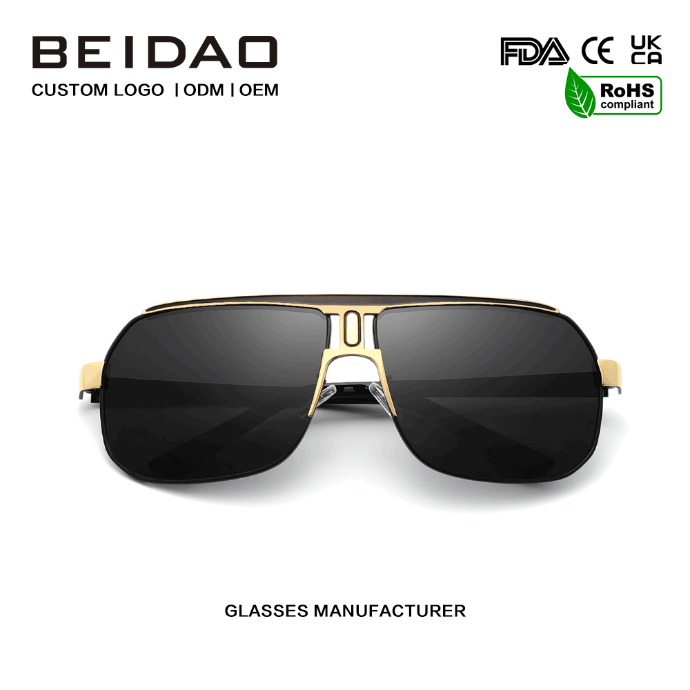 แว่นกันแดดป้องกัน UV400 กรอบโลหะผสมขนาดใหญ่ทันสมัย