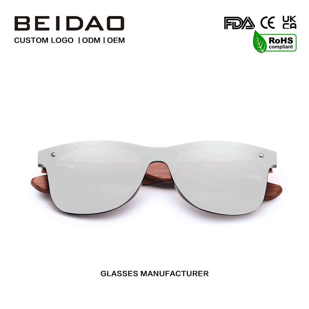แว่นกันแดดโพลาไรซ์สีเงิน Bubinga Wood ดั้งเดิมสมัยใหม่